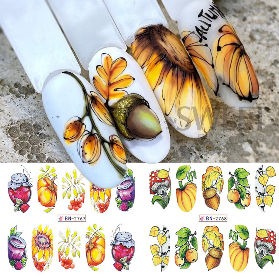 12pcs Autumn Nail Stickers Car - Nail Art France review and price