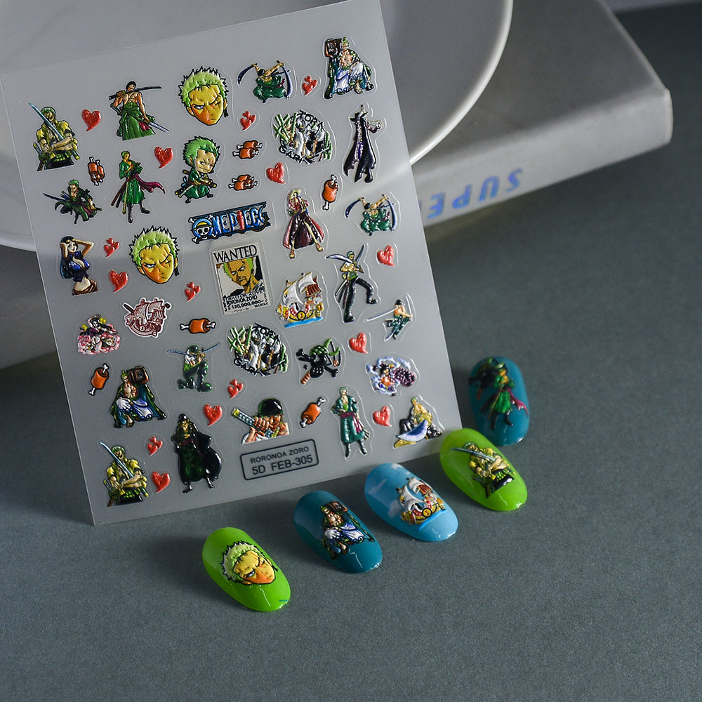 1PCS 5D Portable ONE PIECE Nai - Nail Art Zoro One Piece review and price