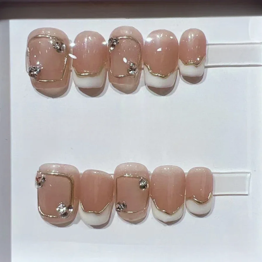 10Pcs Short Square French Hand - Nail Art Simple review and price
