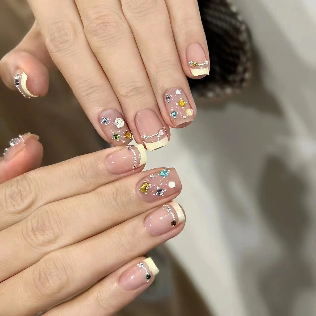 10Pcs Short Square French Hand - Nail Art Simple review and price