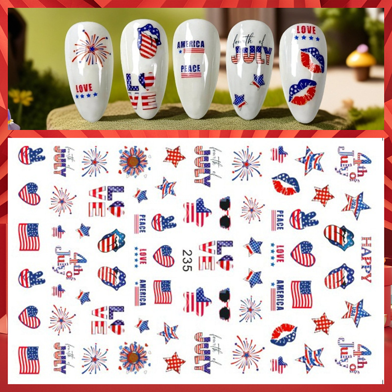 1Pcs 3D Independence Day USA F - Nail Art France review and price