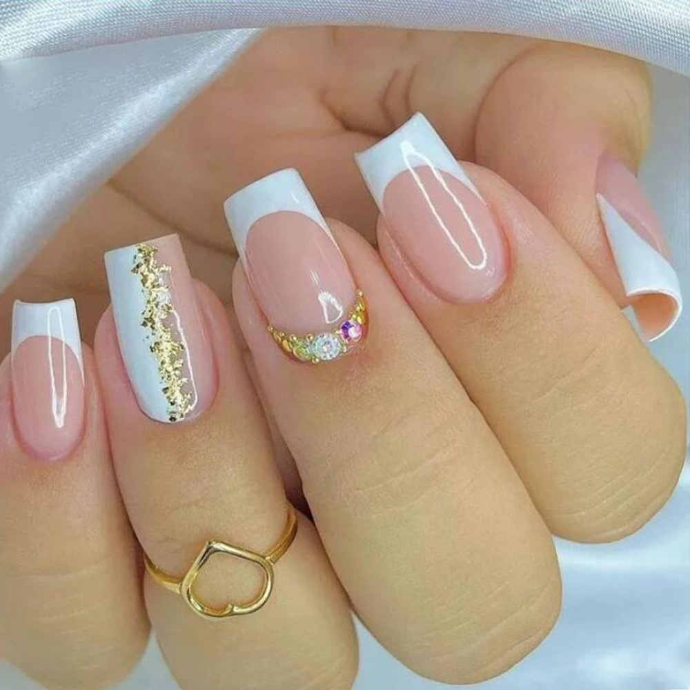 24Pcs Irregular French Fake Na - Nail Art Simple review and price