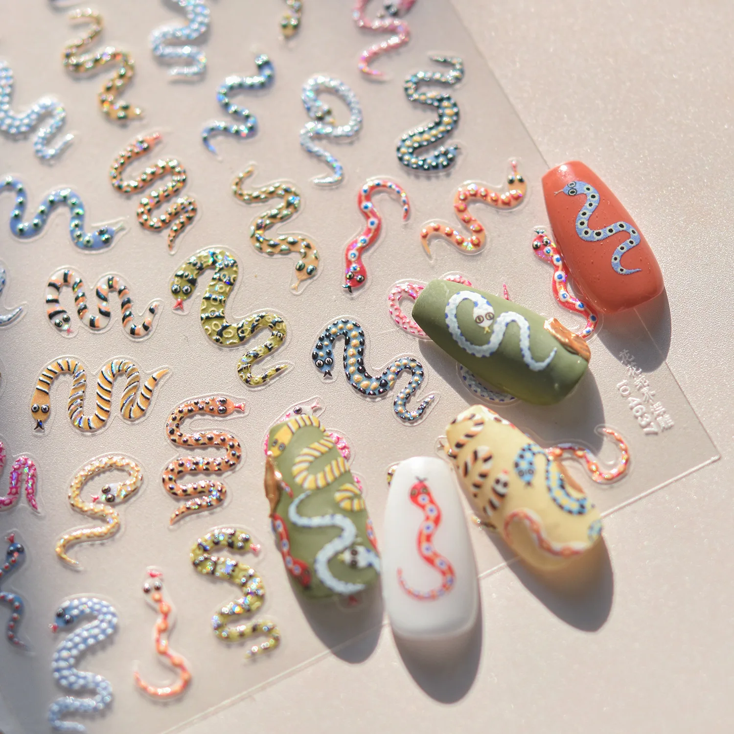1pcs 5D Embossed Colors Snake  - Nail Art France review and price
